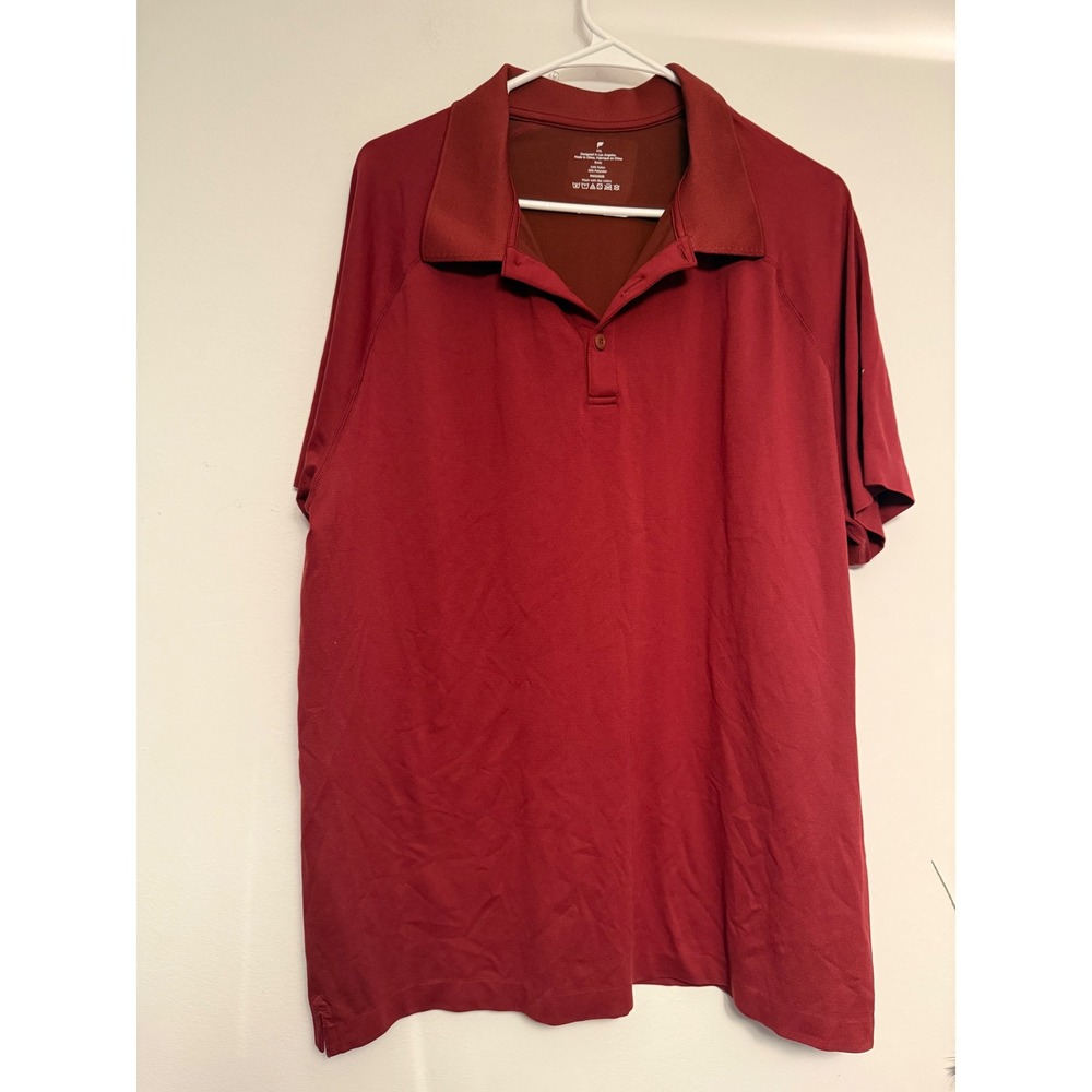 Fabletics Training Day Polo Mens XXL Dark Red Performance Short Sleeve Shirt NEW
